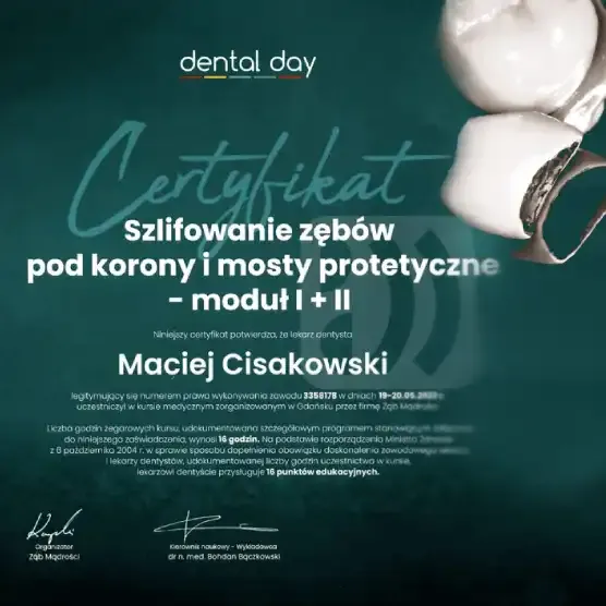 Maciej Cisakowski - Preparace zubů na korunky a můstky - Moduly I a II