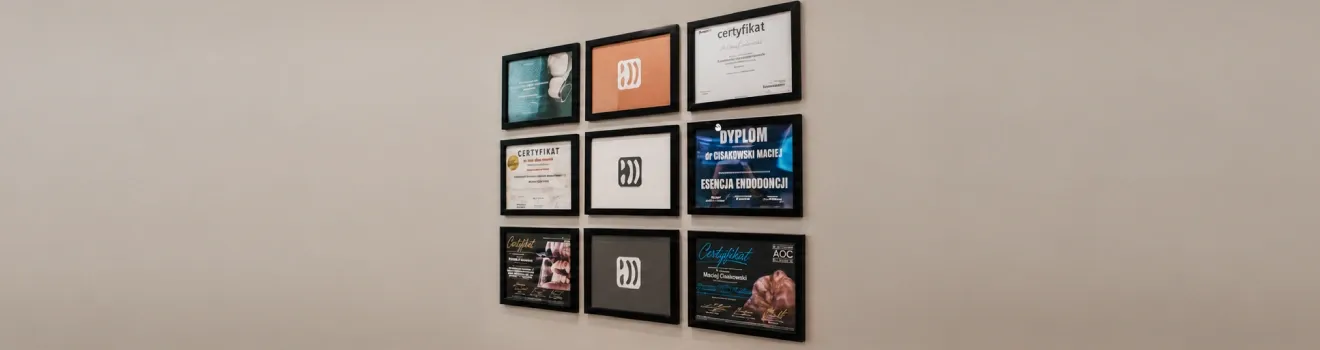 Framed certificates and diplomas at ProDent Dental Clinic